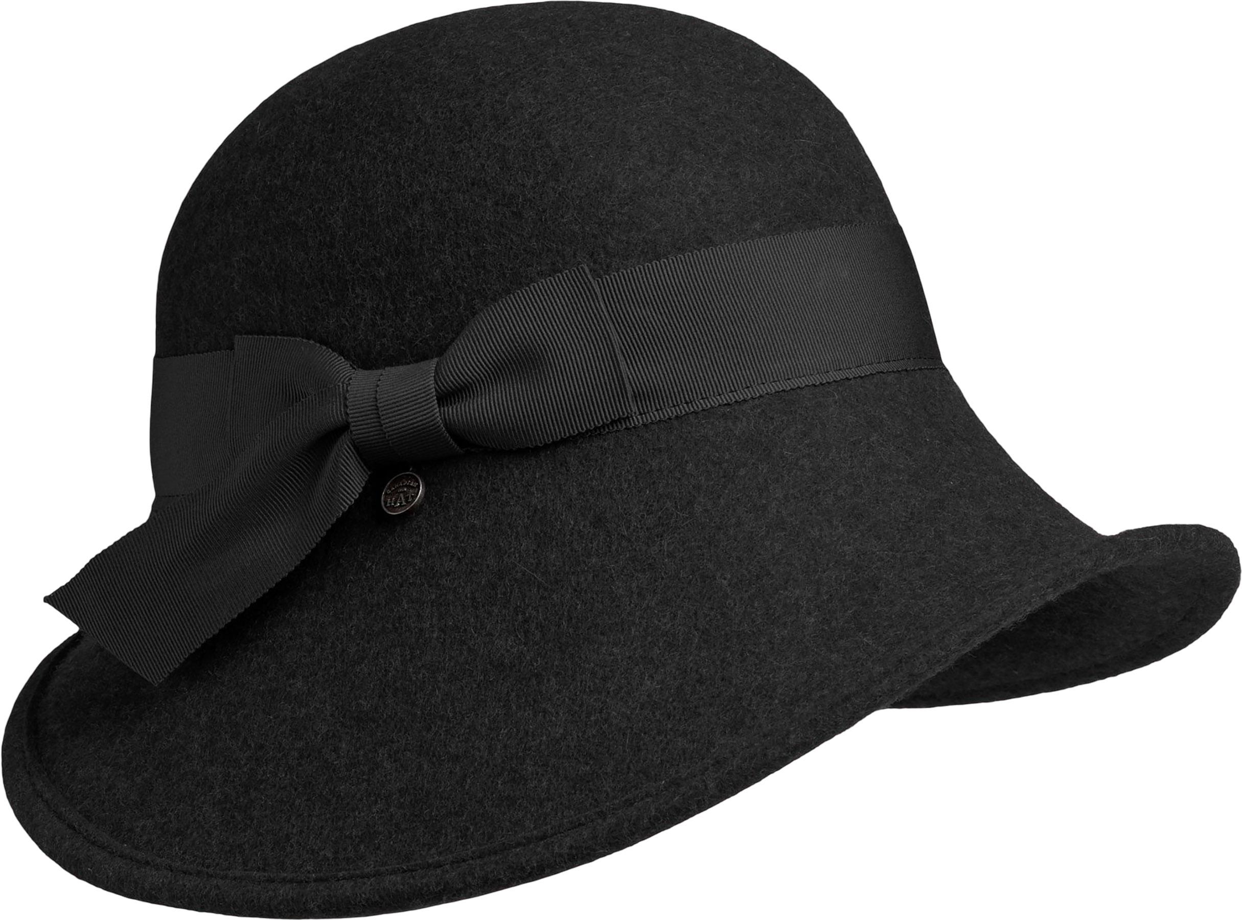 Product gallery image number 1 for product ROSE- LARGE WOOL CLOCHE HAT WITH BOW - Women's