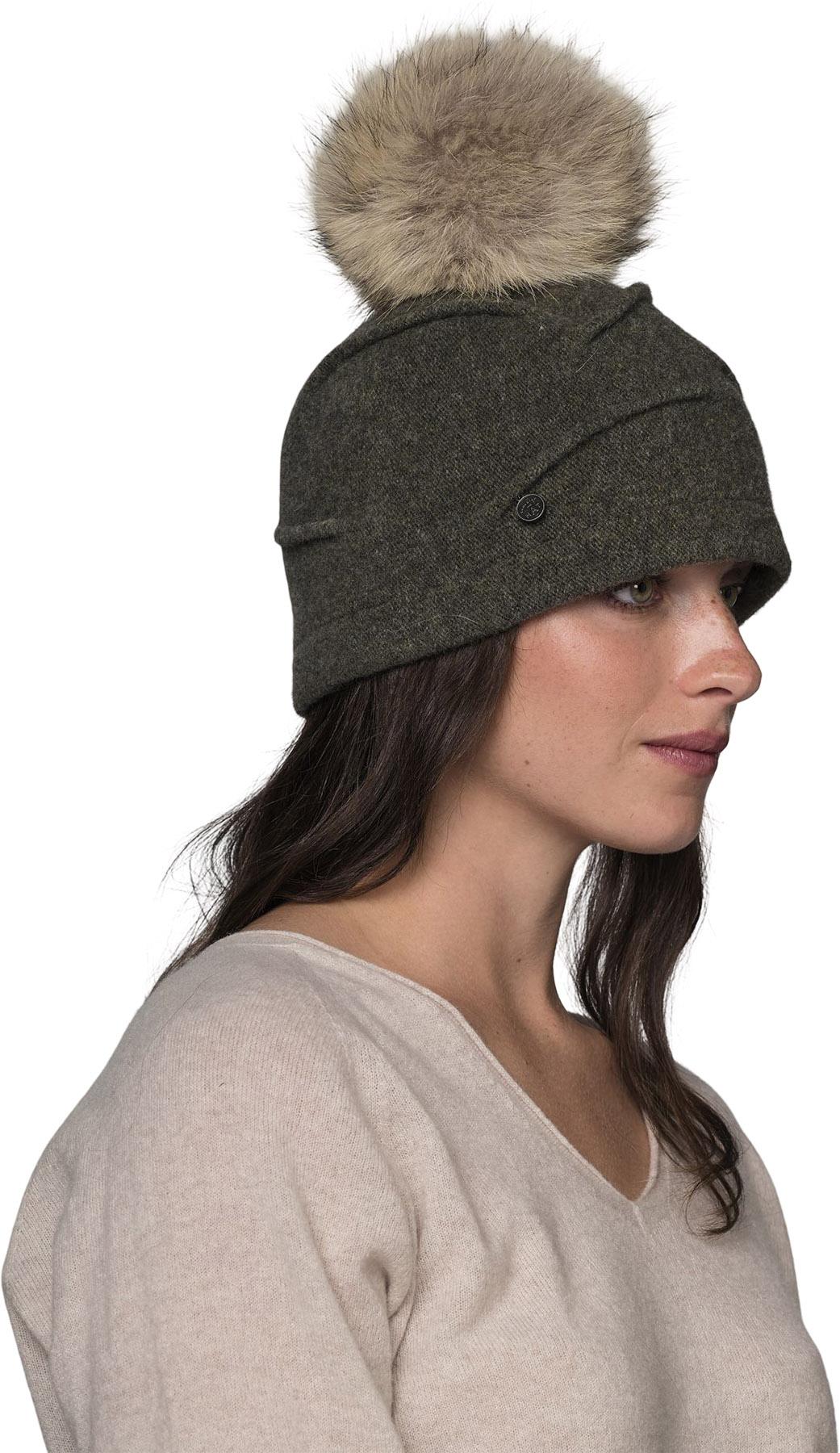Product gallery image number 2 for product Clareta - Ormos Pleated Beanie with Upcycled Fur Pom - Women's