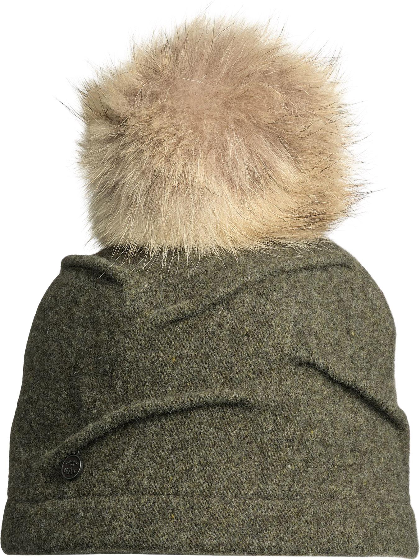 Image de produit pour CLARETA — TUQUE PLISSÉE EN LAINE ORMOS AVEC POMPON EN FOURRURE RECYCLÉE - Femme