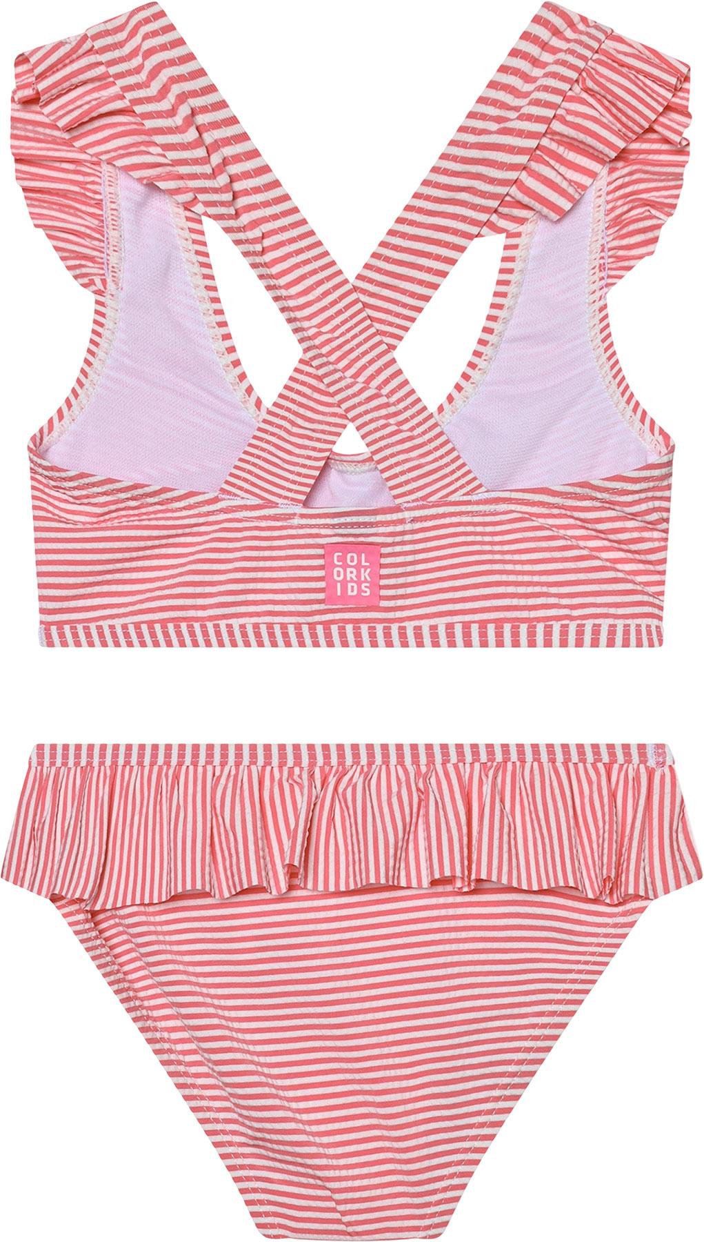 Product gallery image number 2 for product Maillot de bain deux-pièces en seersucker avec jupe à volants - Fille