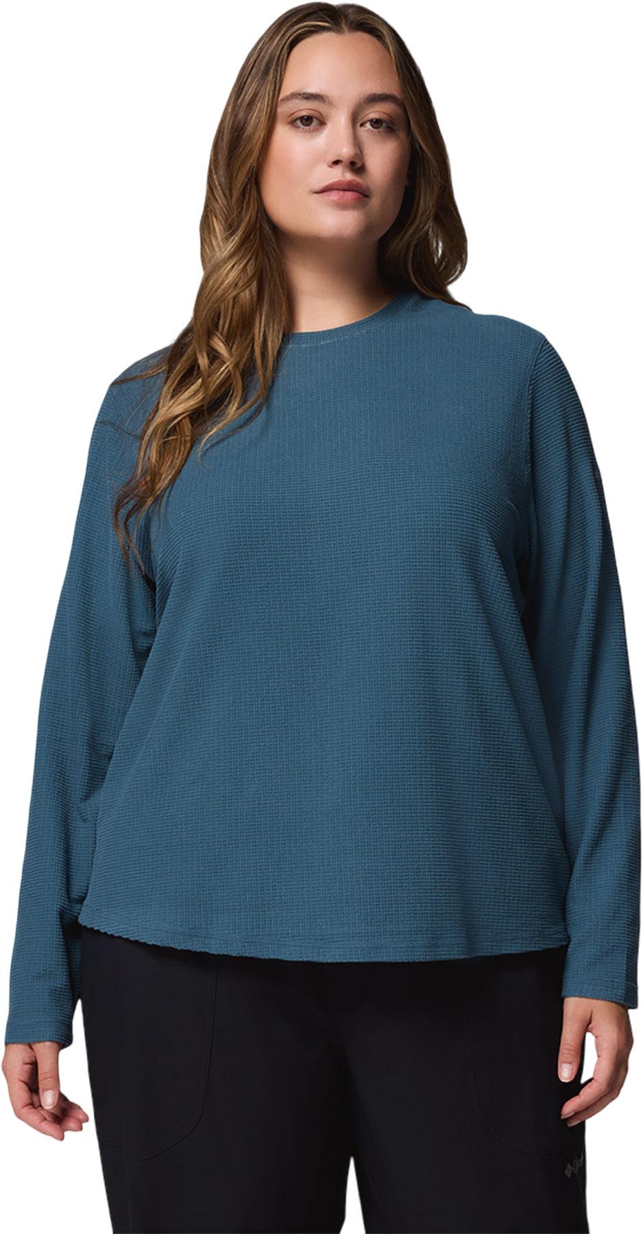 Product image for Brea Falls Grid Plus Size Crew Neck Long Sleeve T-Shirt - Women's