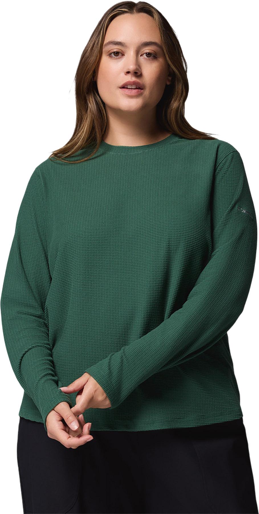 Product image for Brea Falls Grid Plus Size Crew Neck Long Sleeve T-Shirt - Women's