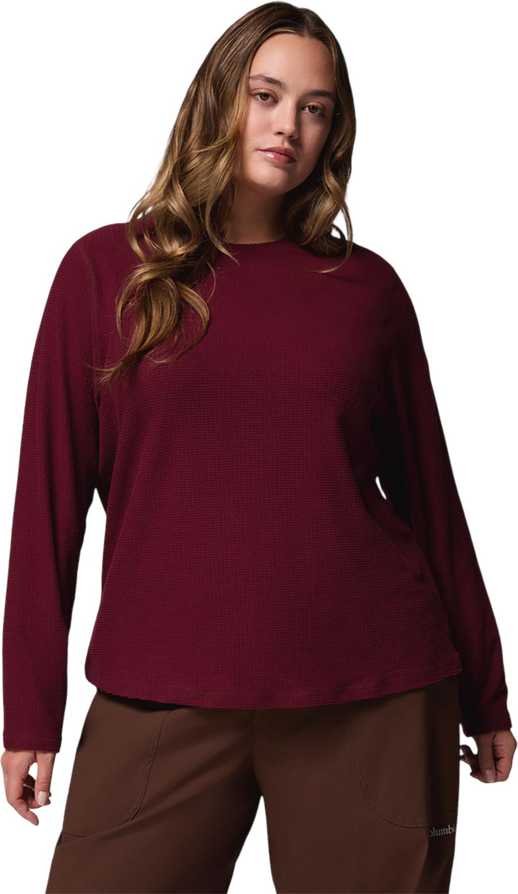Product image for Brea Falls Grid Plus Size Crew Neck Long Sleeve T-Shirt - Women's