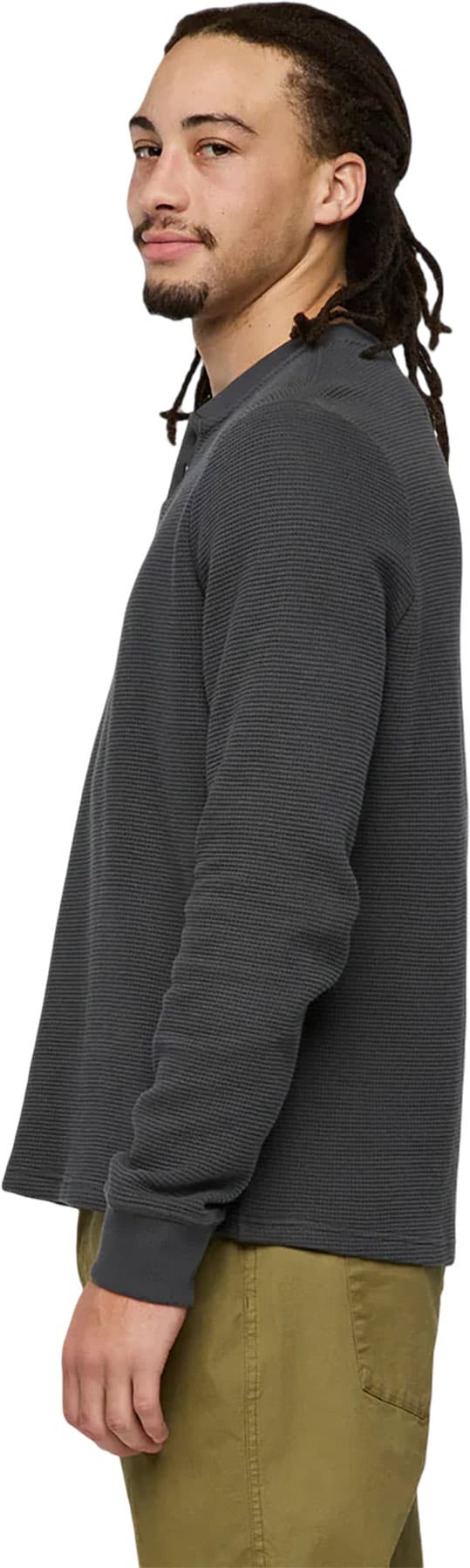 Product gallery image number 6 for product Chandail à col boutonné à manches longues en tricot gaufré Atajo - Homme