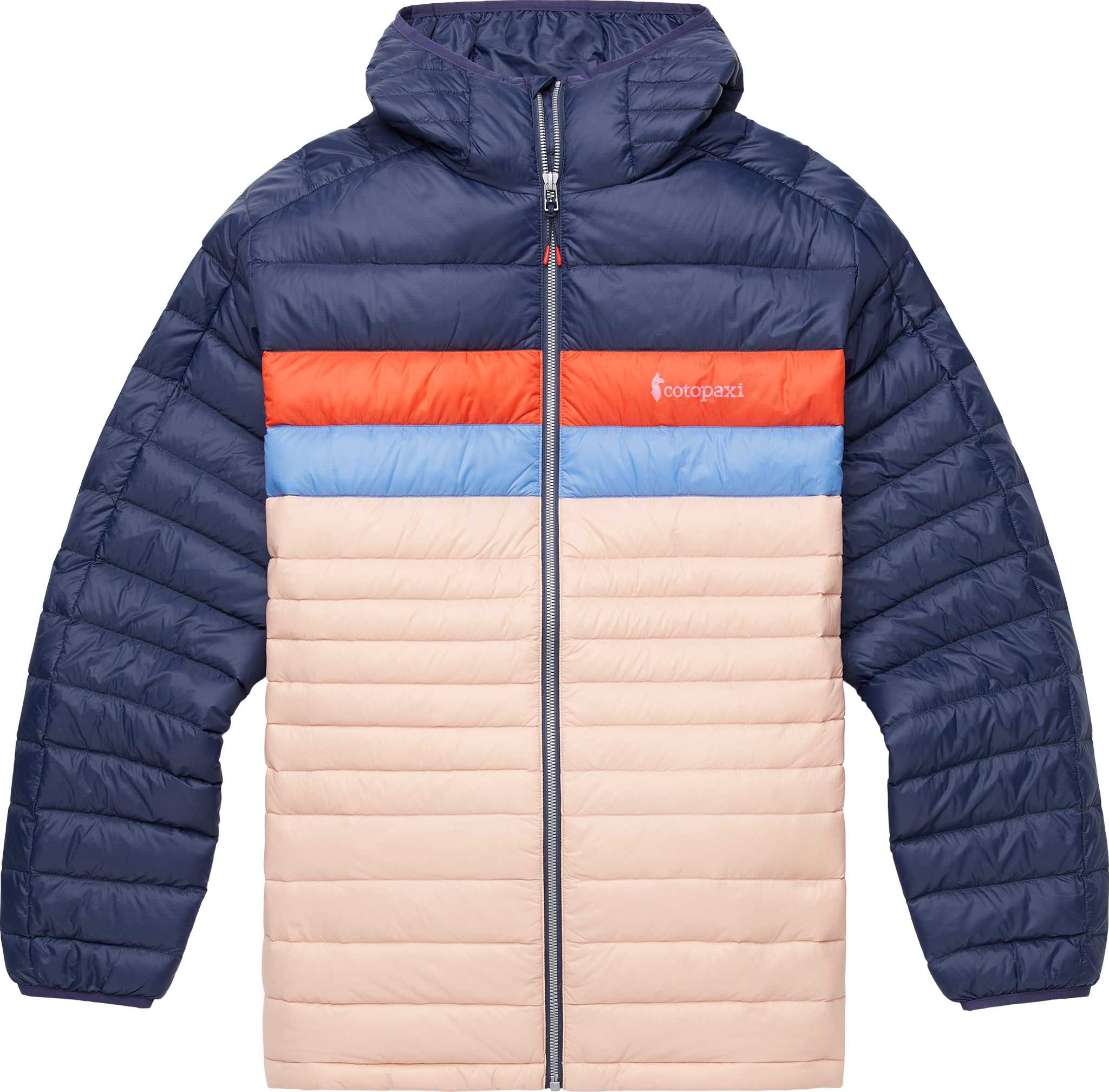 Image de produit pour Manteau couleurs contrastantes à capuchon en duvet grande taille Fuego - Femme