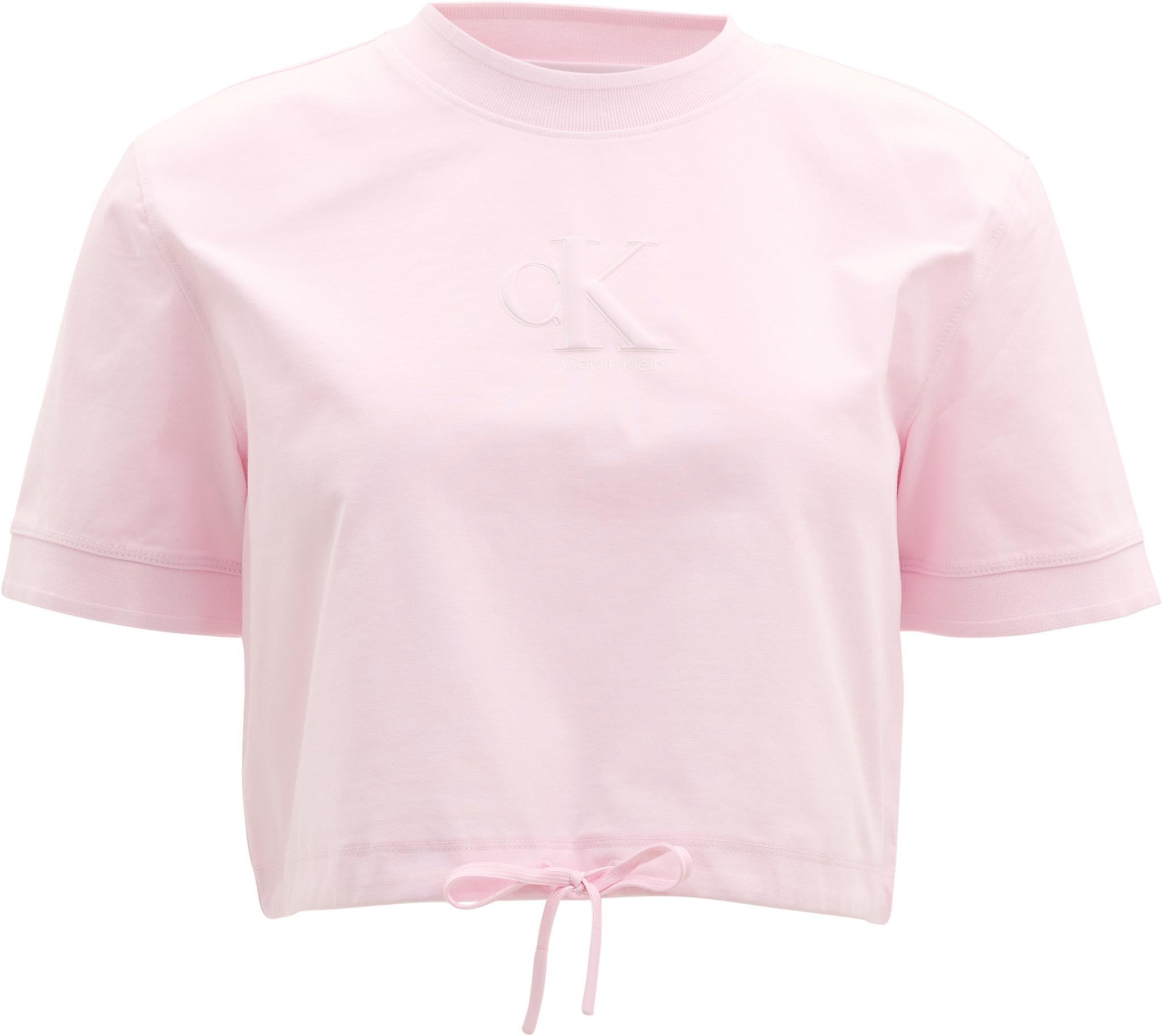 Product image for T-shirt écourté à manches courtes en jersey rafraîchissant avec attache à nouer - Femme