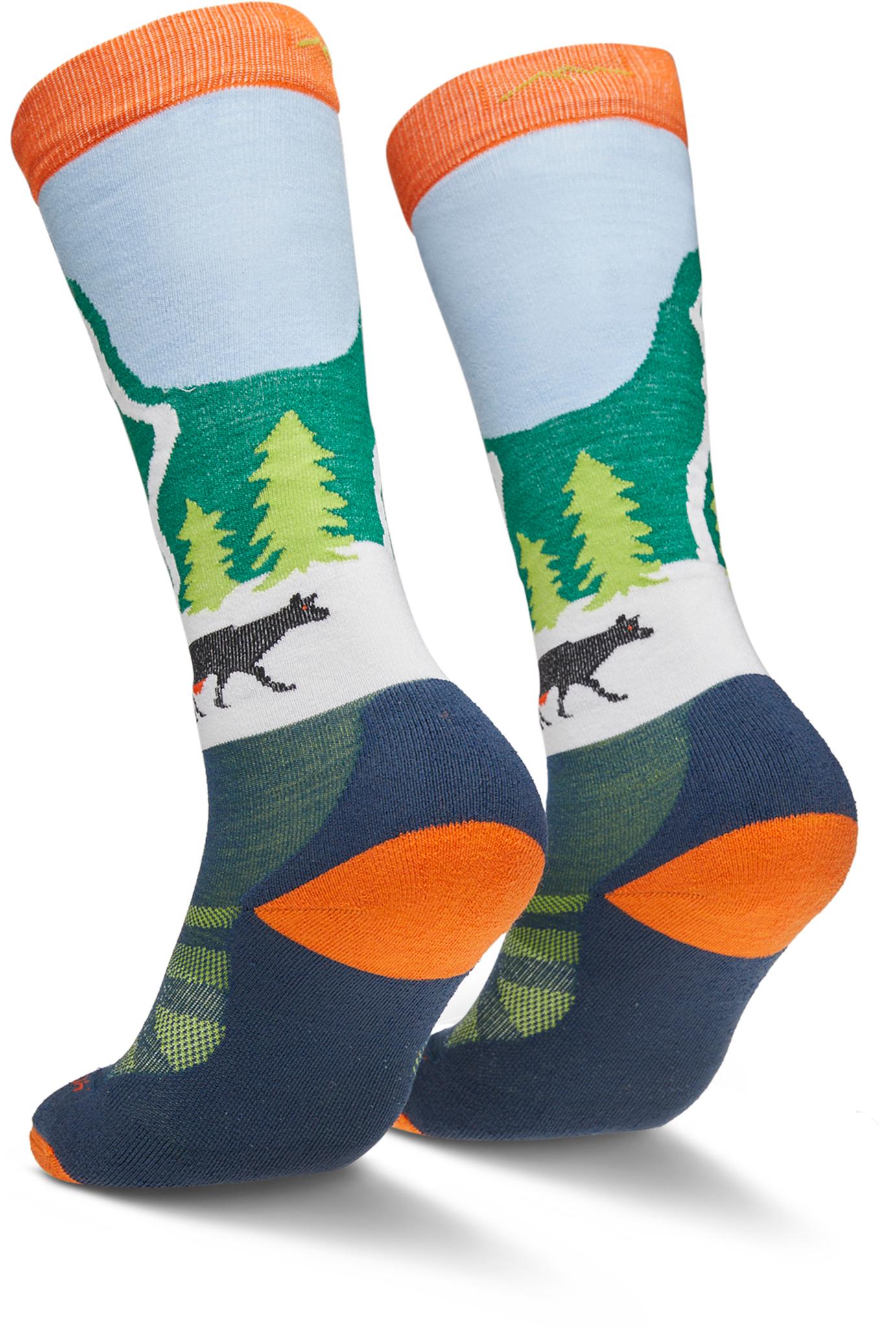 Product gallery image number 2 for product Chaussettes de ski et snowboard d'épaisseur moyenne au-dessus du mollet Pow Cow - Enfant
