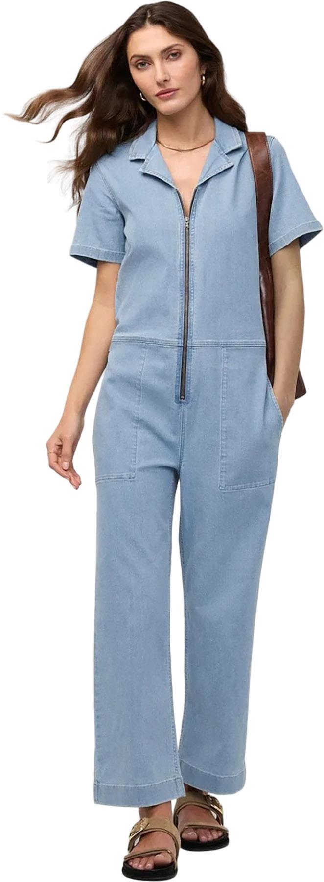 Product gallery image number 6 for product Performance Denim Short Sleeve Jumpsuit - Women's