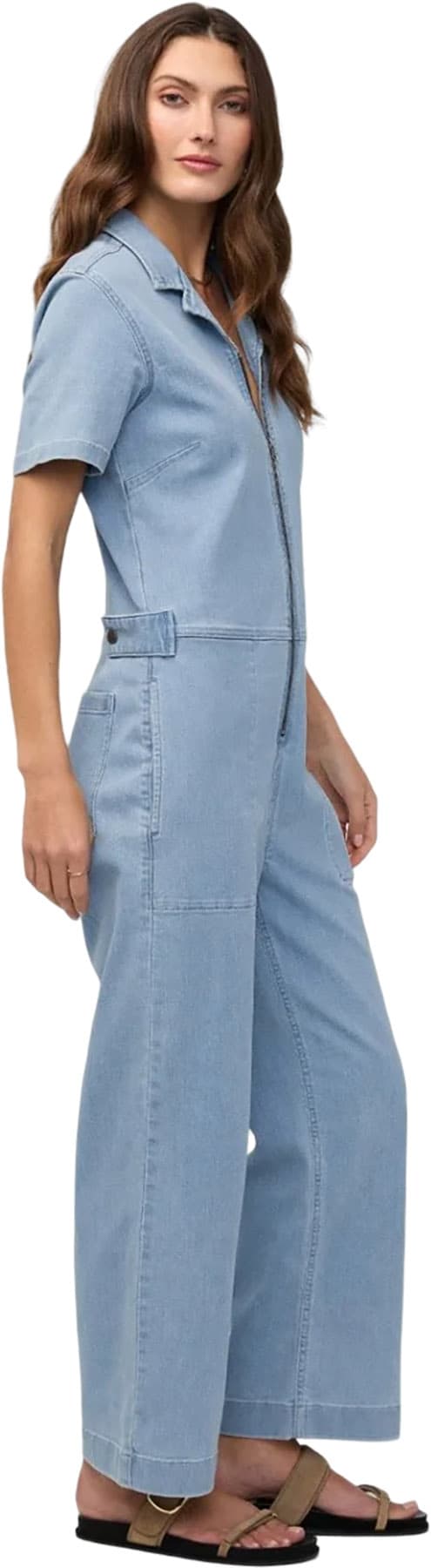 Product gallery image number 7 for product Performance Denim Short Sleeve Jumpsuit - Women's