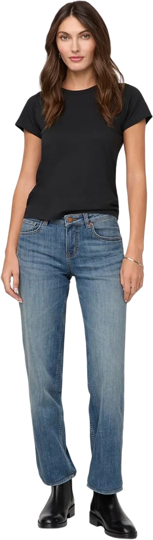 Product gallery image number 5 for product Performance Denim Mid Rise Straight Jeans - Women's