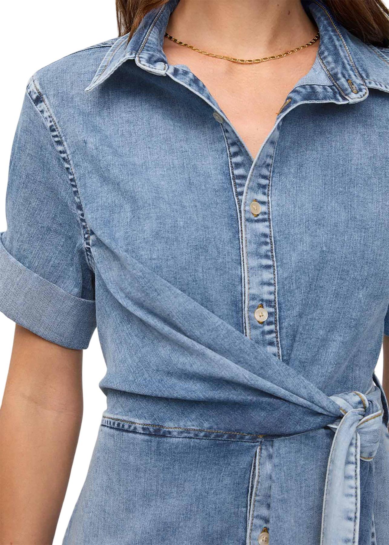 Product gallery image number 5 for product Performance Denim Lite Wrap Shirt Dress - Women's