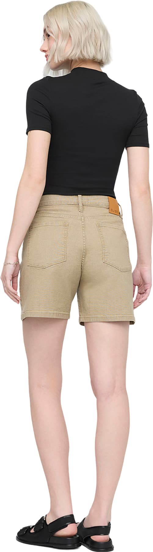 Numéro de l'image de la galerie de produits 2 pour le produit Short décontracté taille haute en toile extensible - Femme