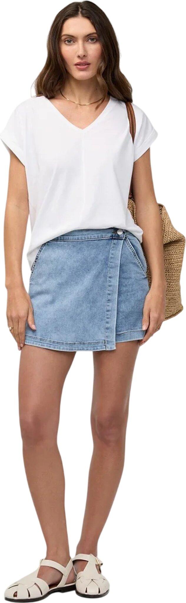 Product gallery image number 4 for product Jupe-short portefeuille Performance Denim Lite - Femme 