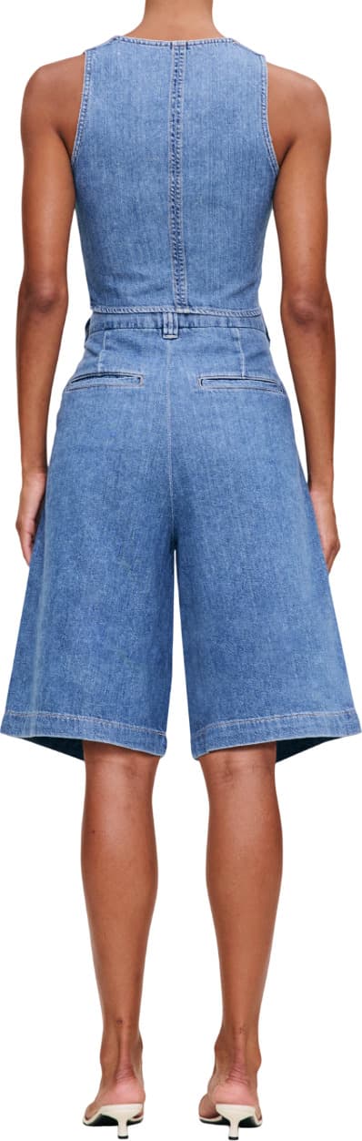 Product gallery image number 5 for product Hepburn High Rise Pleated Jean Shorts 12.5" - Women's