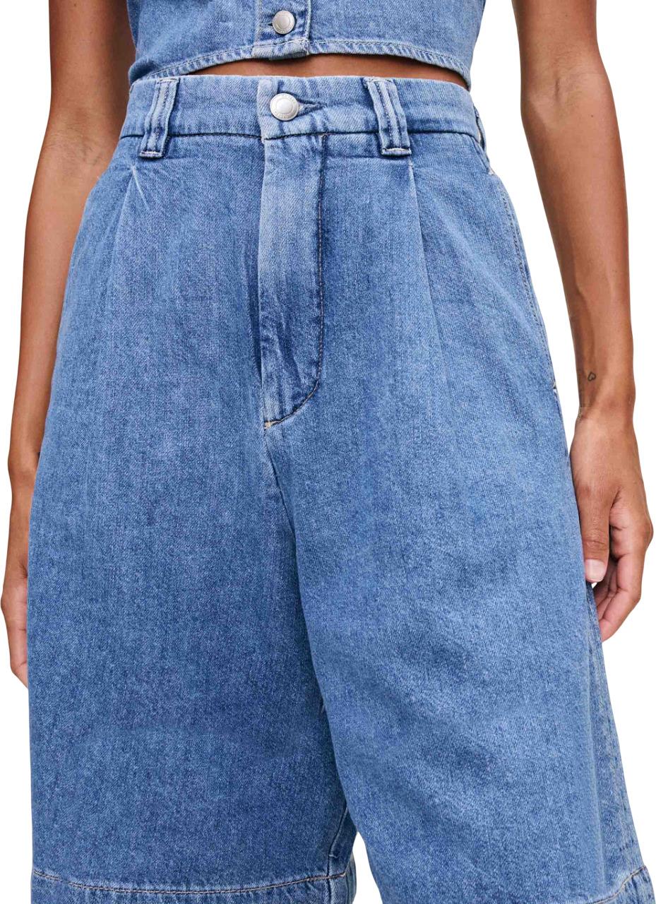 Product gallery image number 6 for product Hepburn High Rise Pleated Jean Shorts 12.5" - Women's