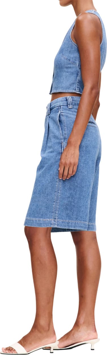Product gallery image number 2 for product Hepburn High Rise Pleated Jean Shorts 12.5" - Women's