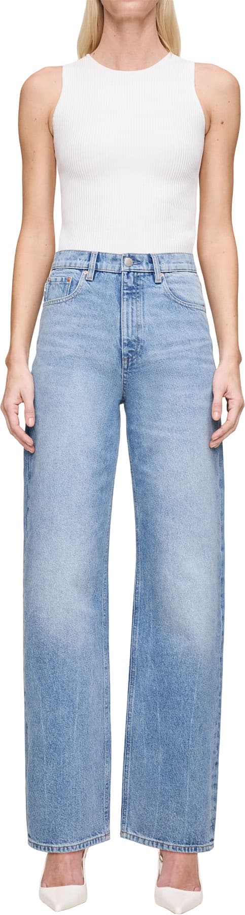 Product image for Jean à jambe large vintage raffiné droit Karmine - Femme