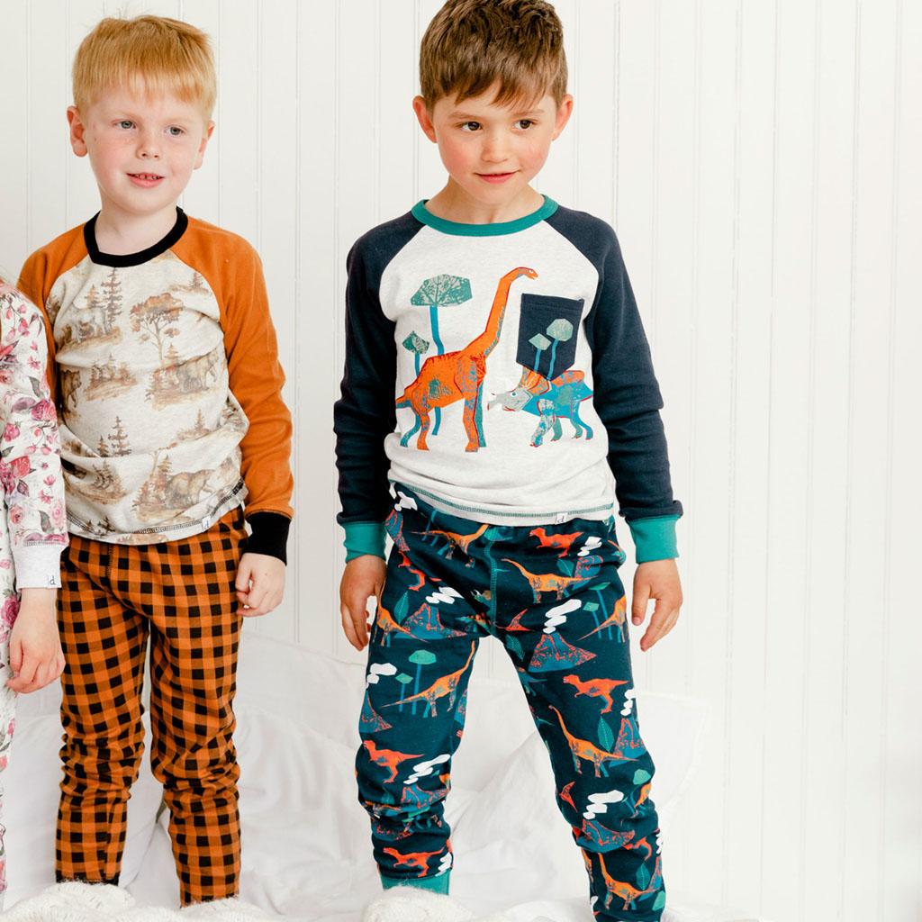 Product gallery image number 3 for product Organic Cotton Dinosaur Print Two Piece Pajama Set - Little Boy