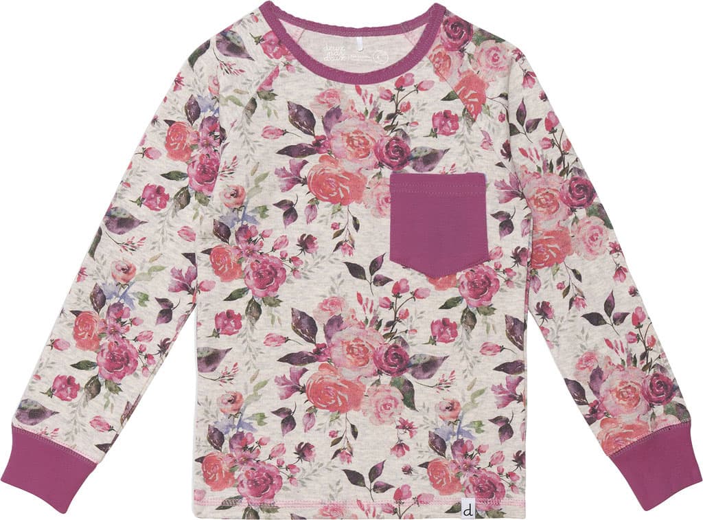 Product gallery image number 3 for product Organic Cotton Roses Printed Two Piece Pajama Set - Big Girl