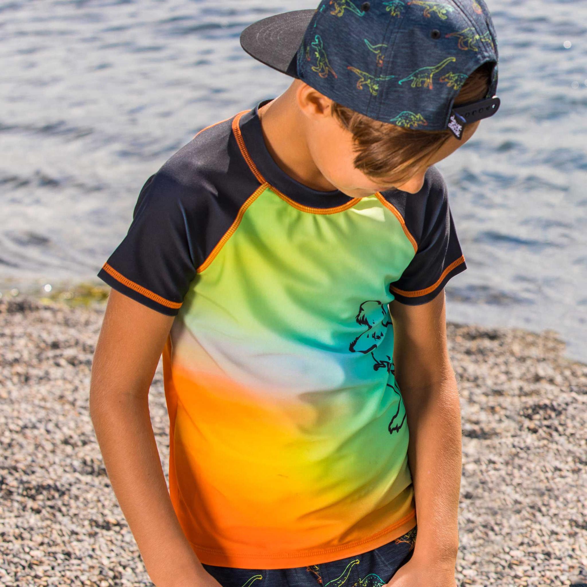 Product gallery image number 2 for product Multicolor Dinosaur Print Short Sleeve Rashguard - Big Boys