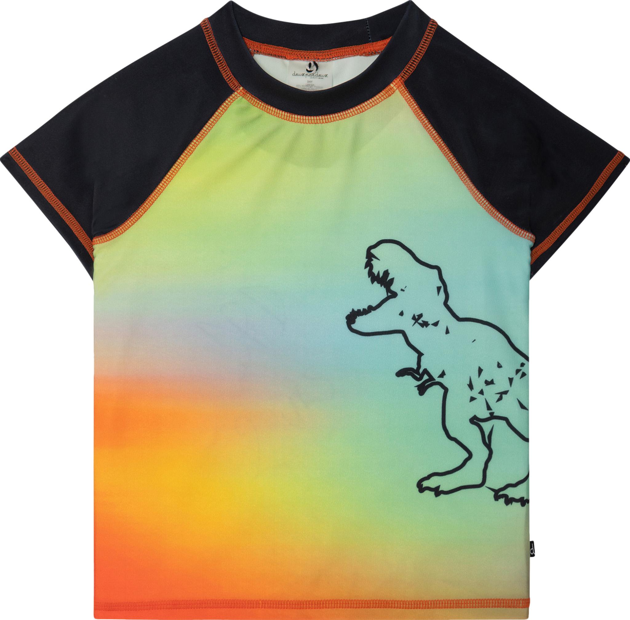 Product gallery image number 1 for product Multicolor Dinosaur Print Short Sleeve Rashguard - Big Boys