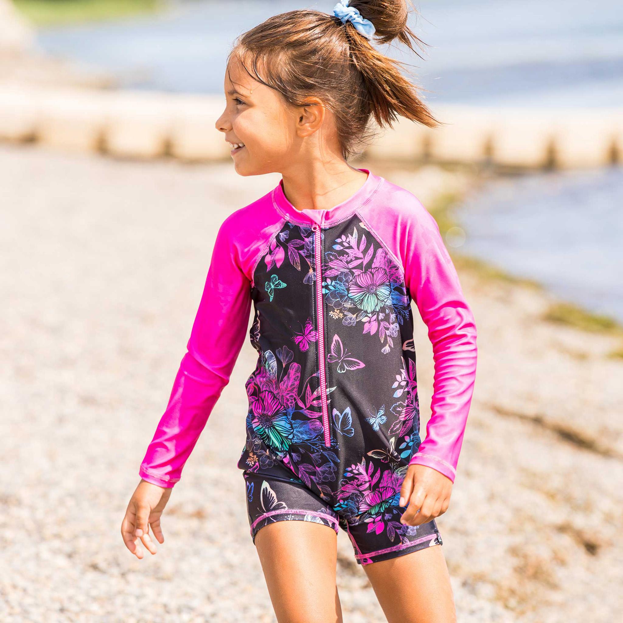 Product gallery image number 3 for product Printed Butterflies One Piece Rashguard - Little Girls