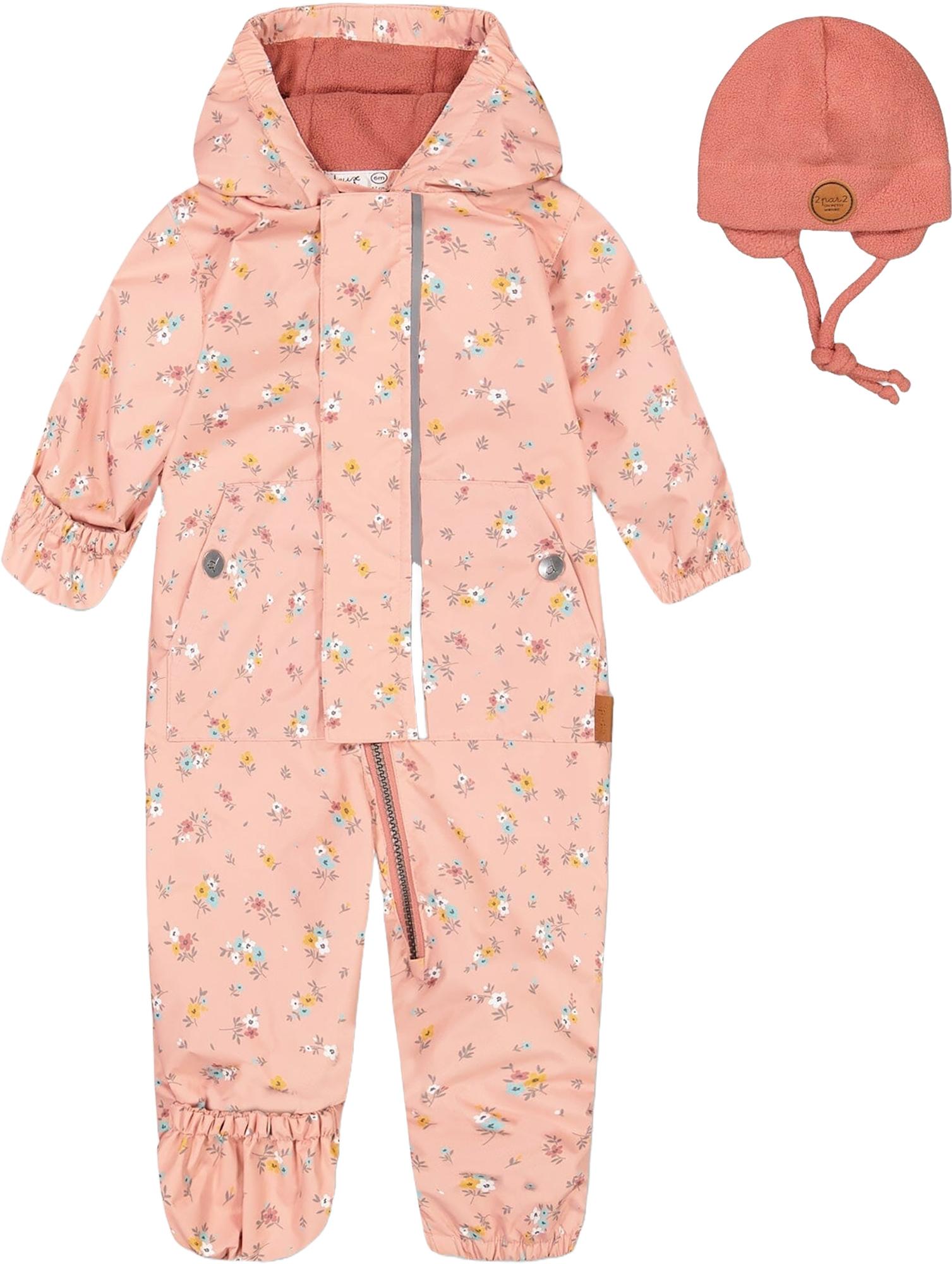 Product image for Printed One Piece Spring Suit and Hat Set - Baby Girls