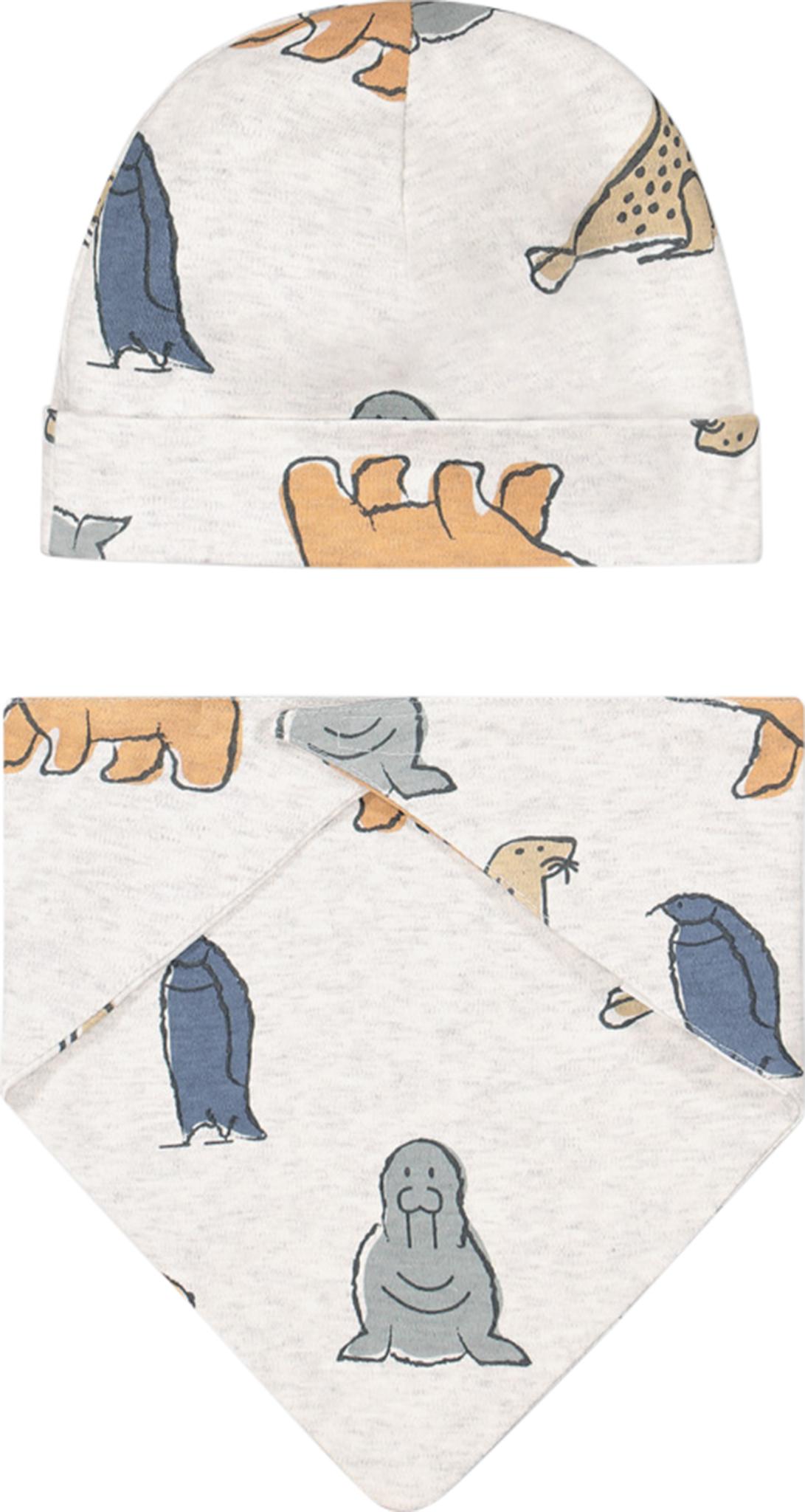 Product gallery image number 3 for product Organic Cotton Arctic Friends Print Hat and Bib Set - Toddler Boys