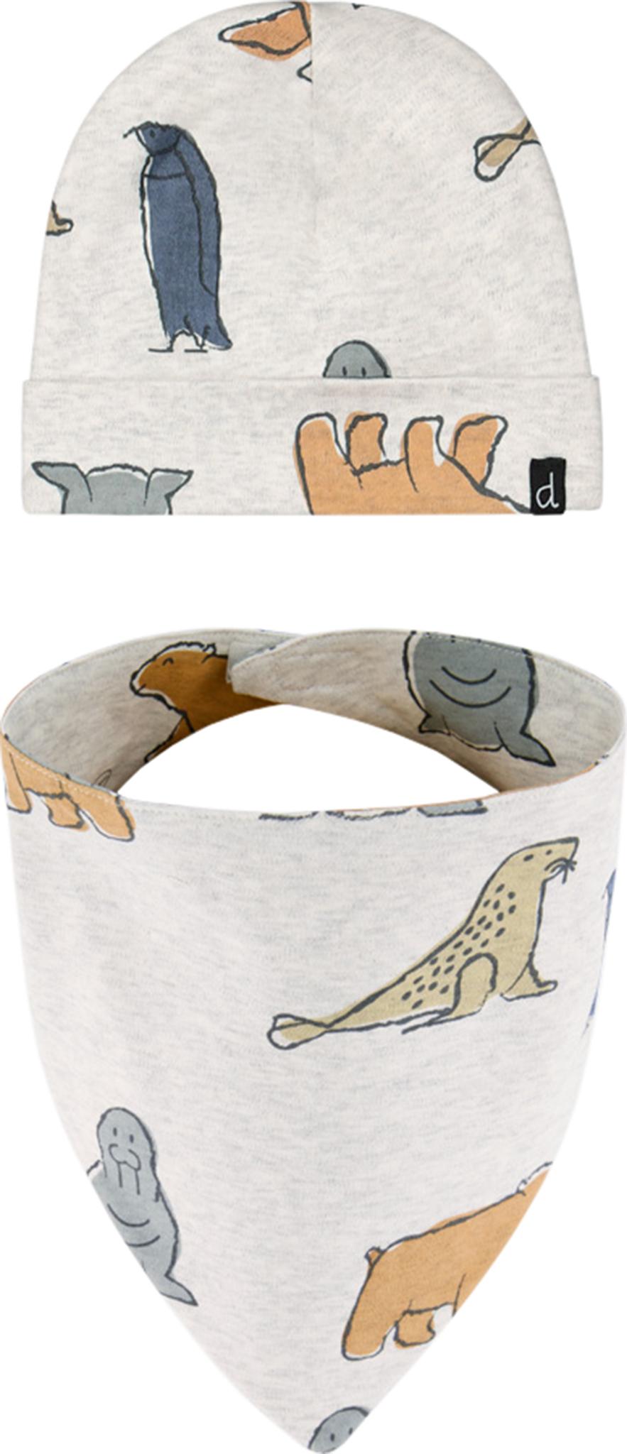 Product gallery image number 1 for product Organic Cotton Arctic Friends Print Hat and Bib Set - Toddler Boys