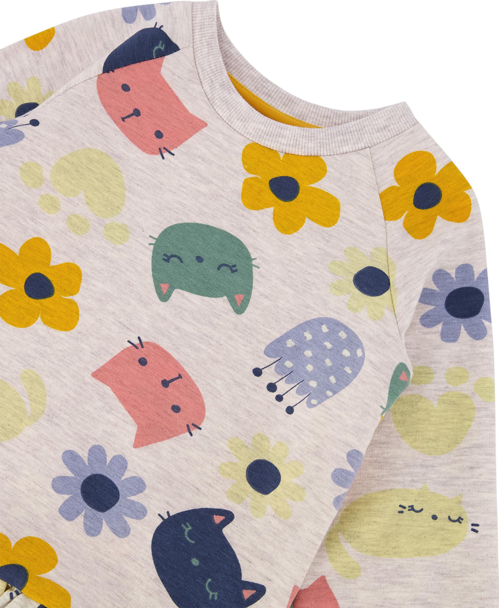 Product gallery image number 2 for product Printed Cats French Terry Dress - Little Girls