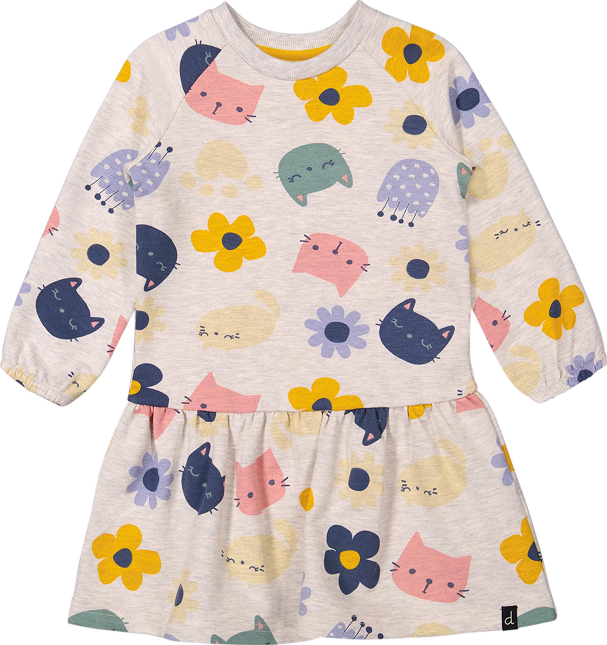 Product gallery image number 1 for product Printed Cats French Terry Dress - Little Girls