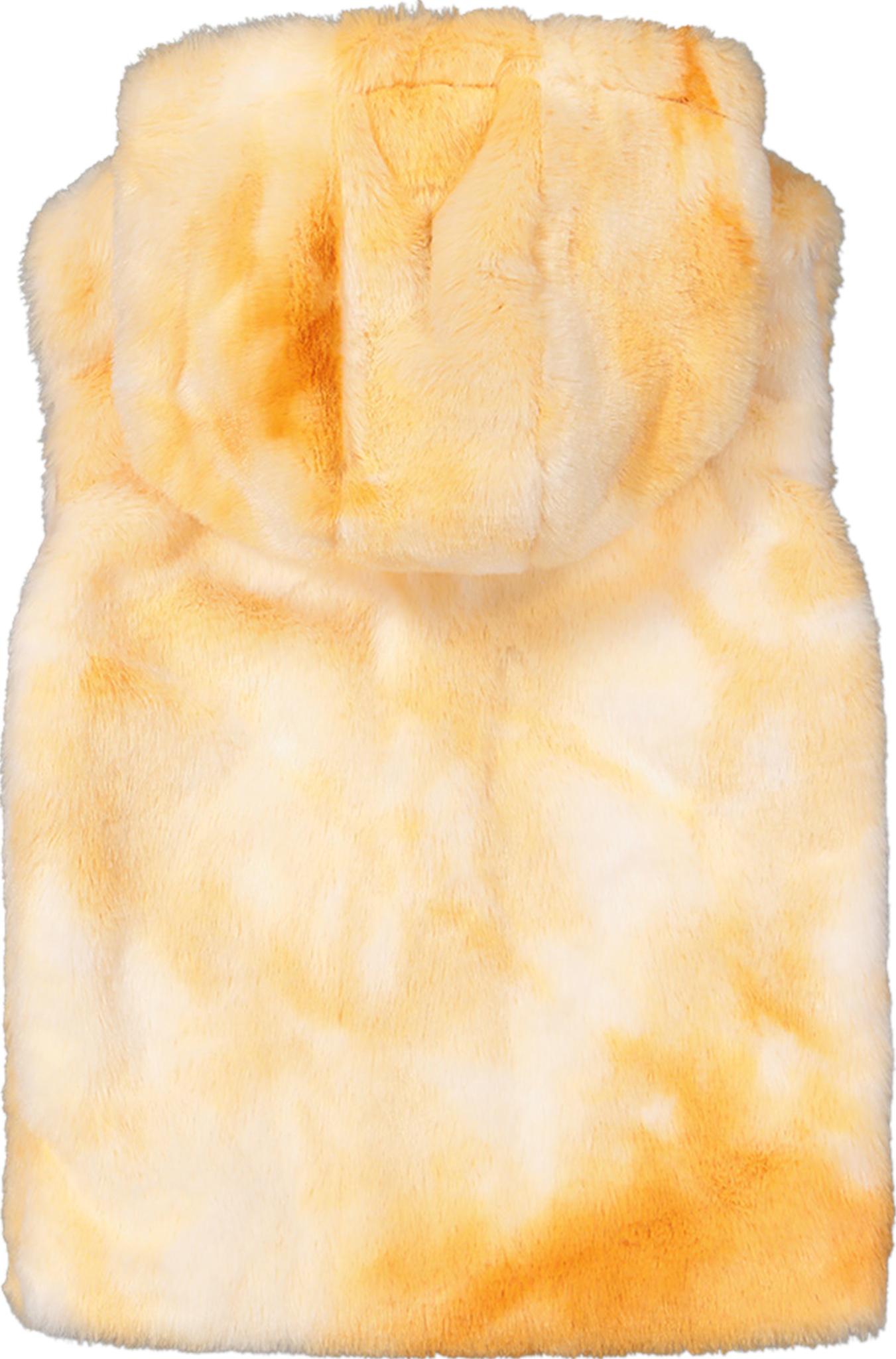 Product gallery image number 3 for product Yellow Tie Dye Hooded Faux Fur Vest - Little Girls