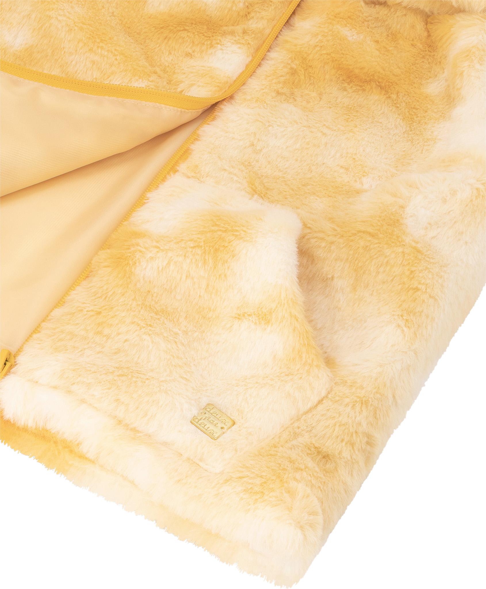 Product gallery image number 2 for product Yellow Tie Dye Hooded Faux Fur Vest - Little Girls