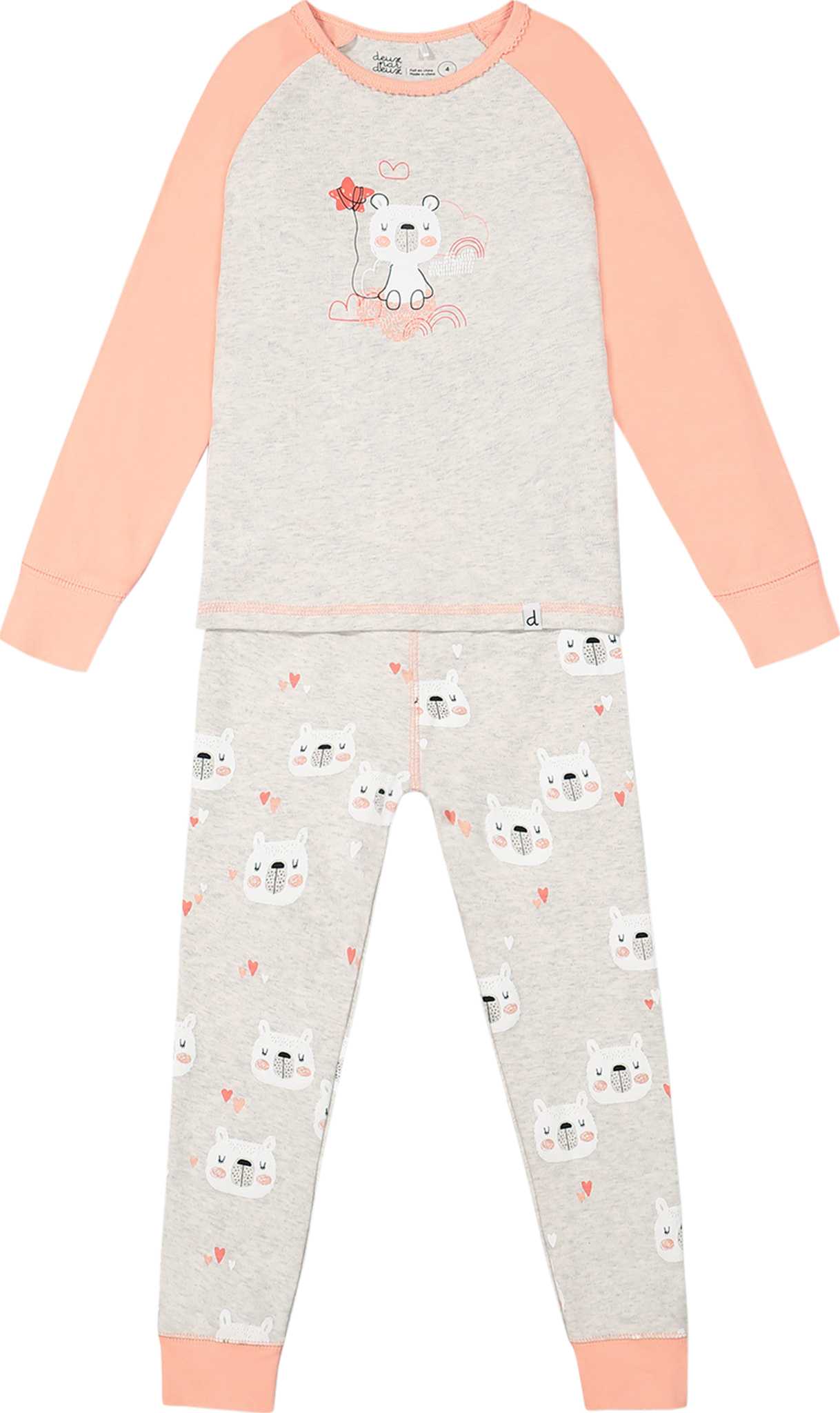 Product image for Organic Cotton Printed Bears Long Sleeve Two Piece Pajama - Big Girls