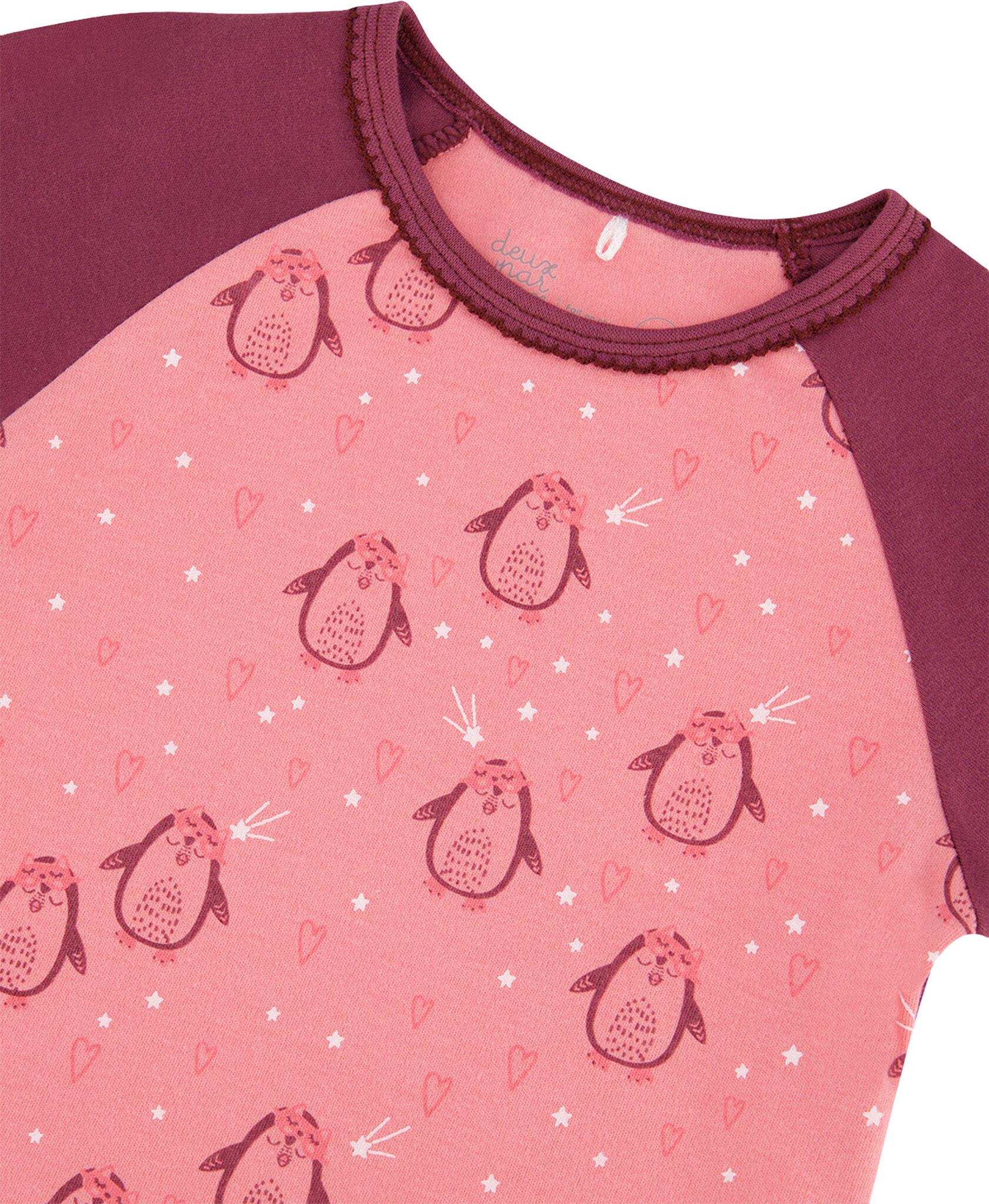 Product gallery image number 3 for product Organic Cotton Long Sleeve Two Piece Printed Penguins Pajama Set - Big Girl