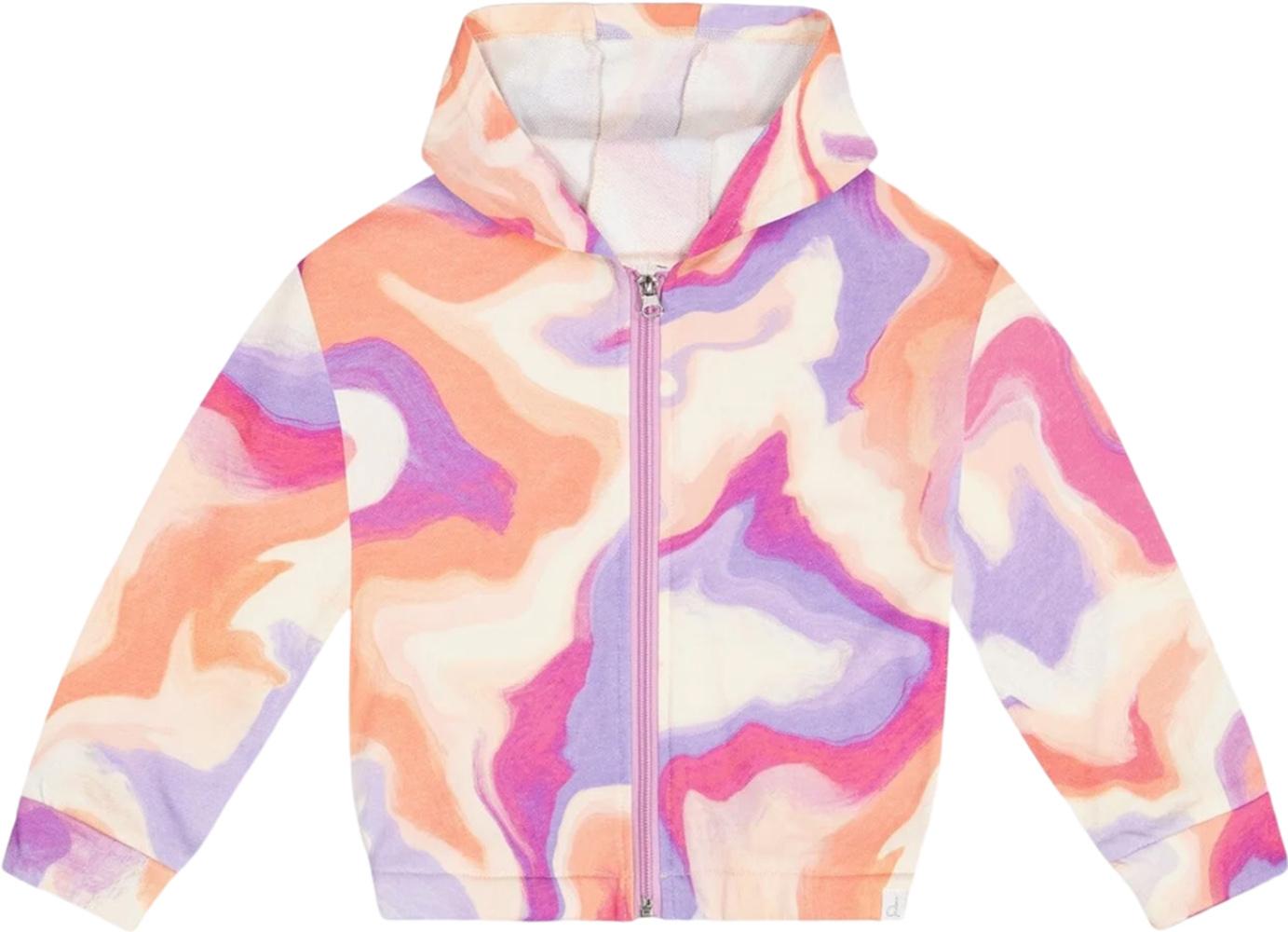 Numéro de l'image de la galerie de produits 1 pour le produit Cardigan à capuchon tourbillon multicolore en coton français - Petite Fille