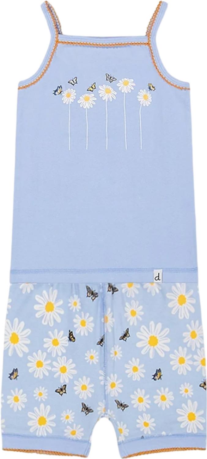 Product gallery image number 1 for product Organic Cotton Printed Daisies Two Piece Pajama Set - Little Girls