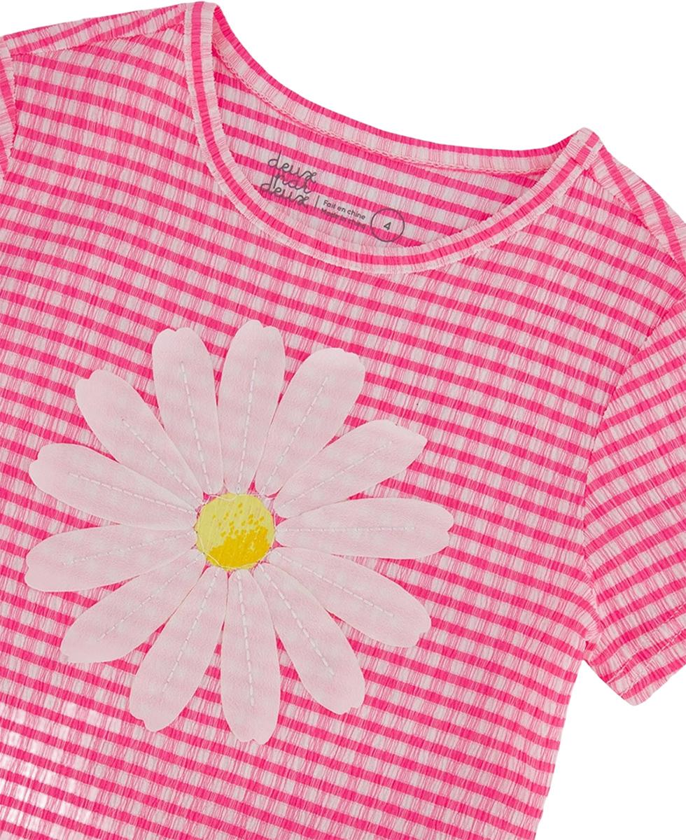Product gallery image number 3 for product Crinkle Jersey Top with Flower Applique - Big Girls 