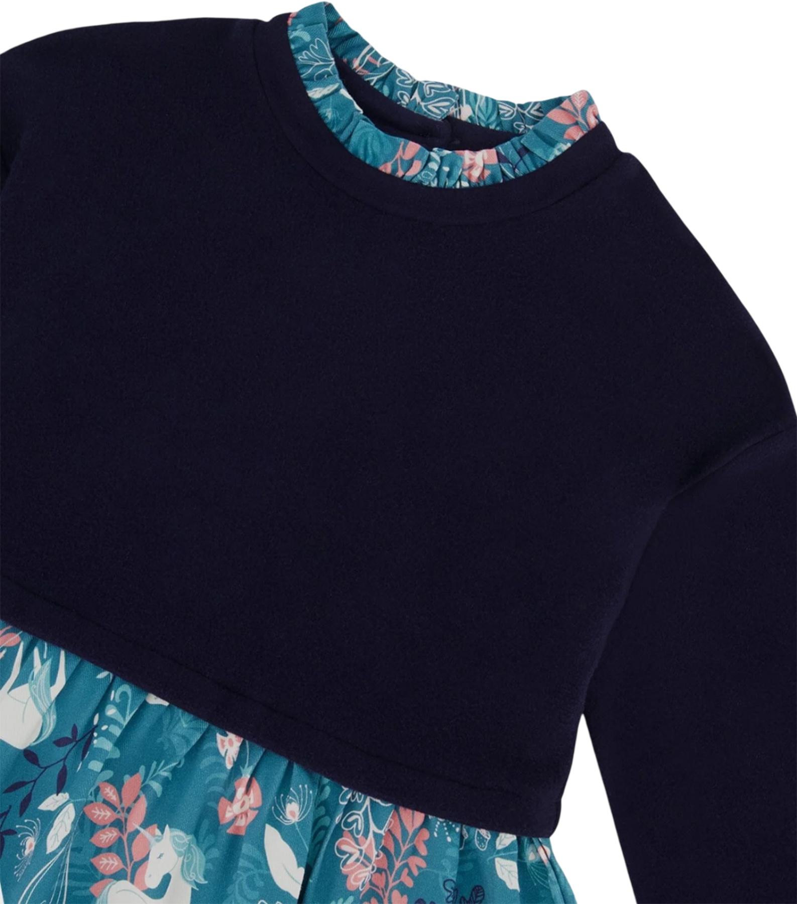 Product gallery image number 2 for product Printed Fairy Unicorn Bi-Material Long Sleeve Dress - Little Girl