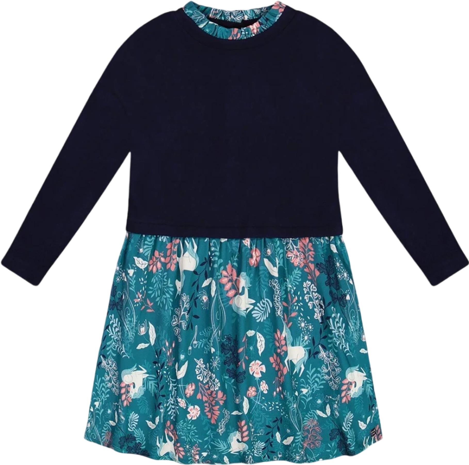 Product gallery image number 1 for product Printed Fairy Unicorn Bi-Material Long Sleeve Dress - Little Girl