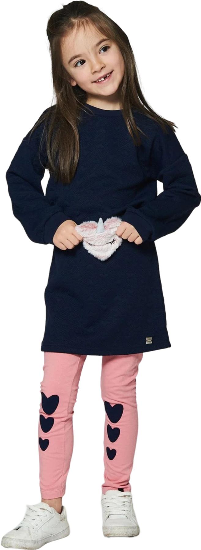 Product gallery image number 3 for product Robe en molleton matelassée à cœur avec ceinture - Petite Fille