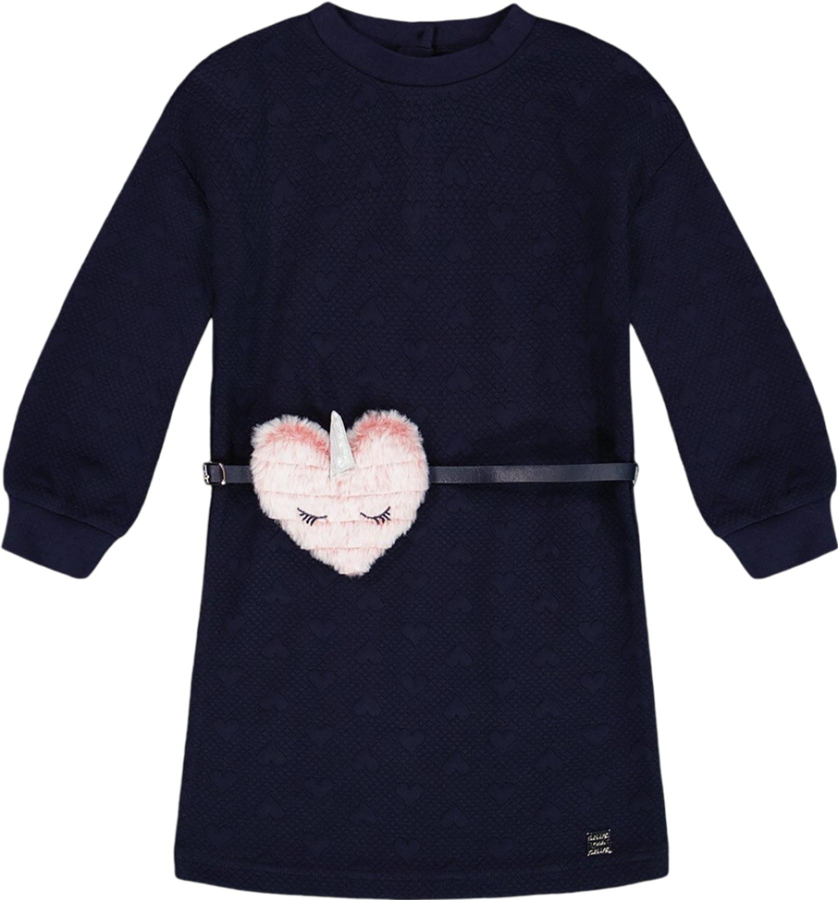 Product gallery image number 1 for product Robe en molleton matelassée à cœur avec ceinture - Petite Fille