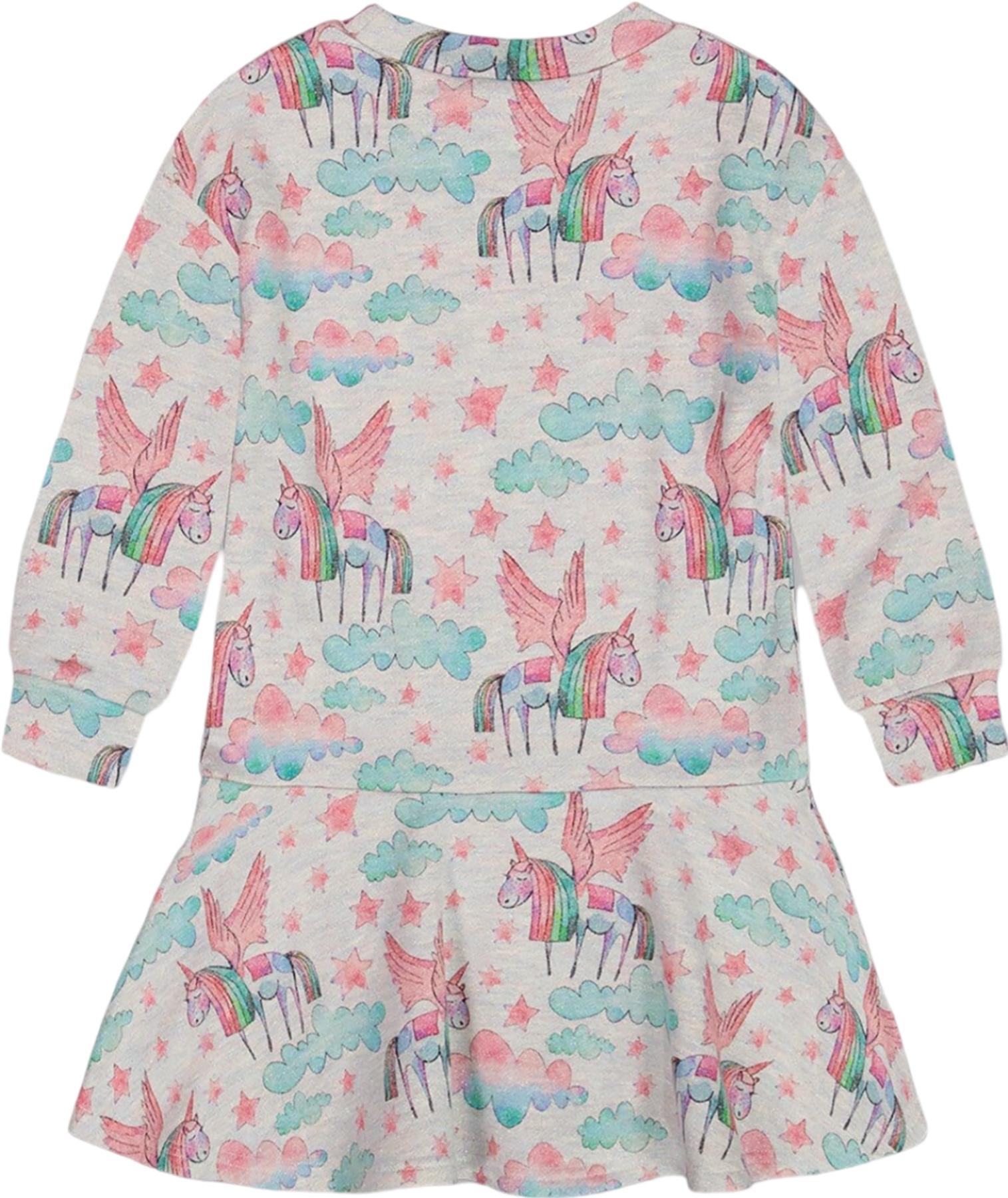 Product gallery image number 3 for product Printed Unicorn Shiny French Terry Dress - Big Girl