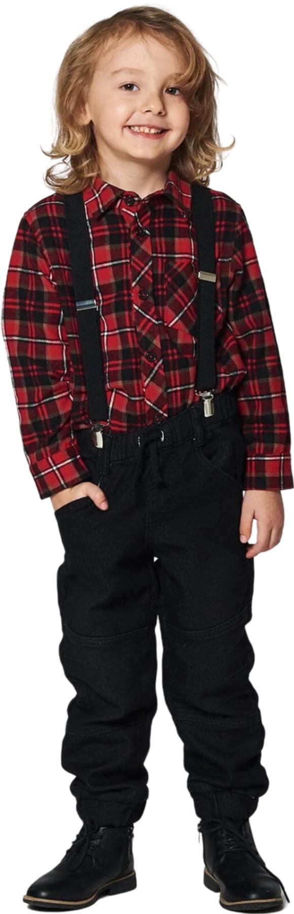 Product gallery image number 3 for product Plaid Black and Red Long Sleeve Button Down Flannel Shirt - Big Kids