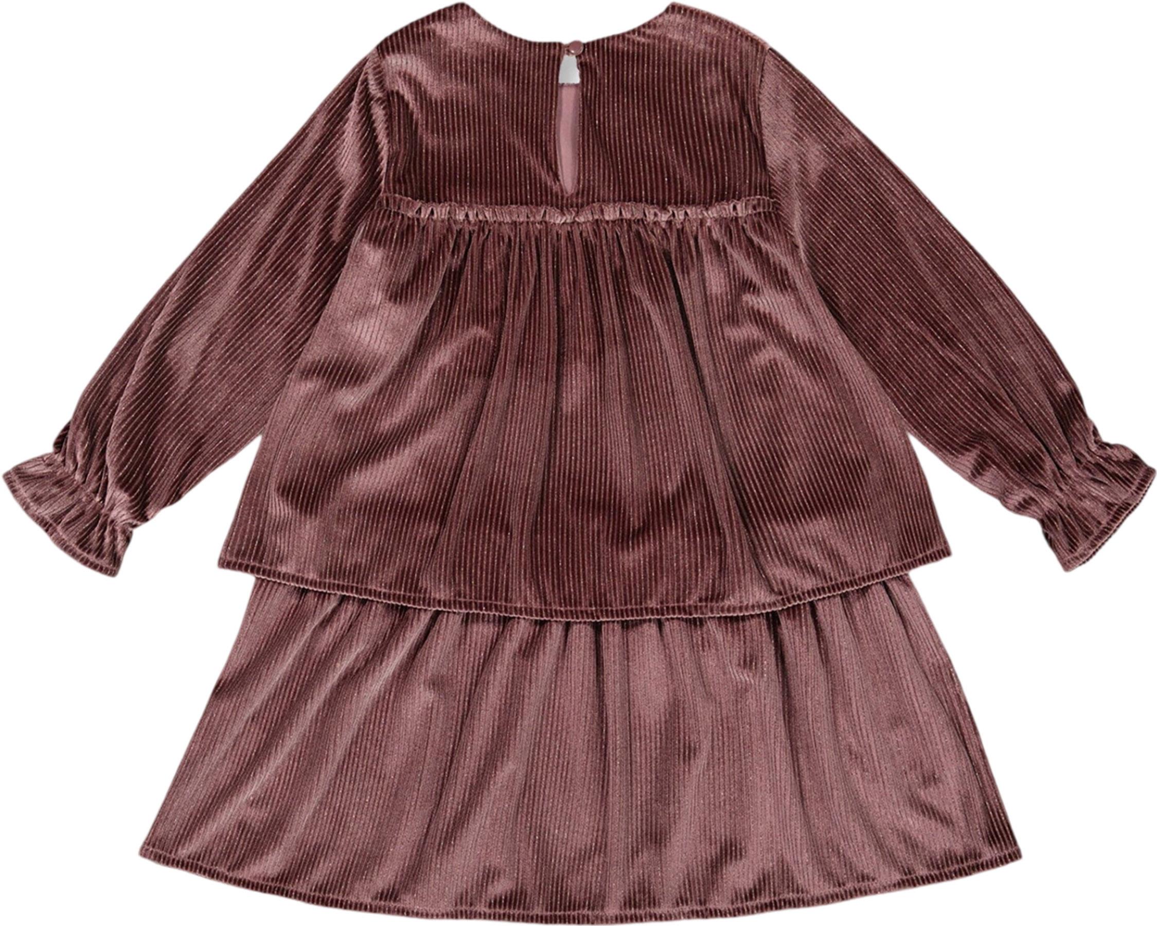 Product gallery image number 2 for product Long Sleeve Metallic Dress with Frills - Little Girl