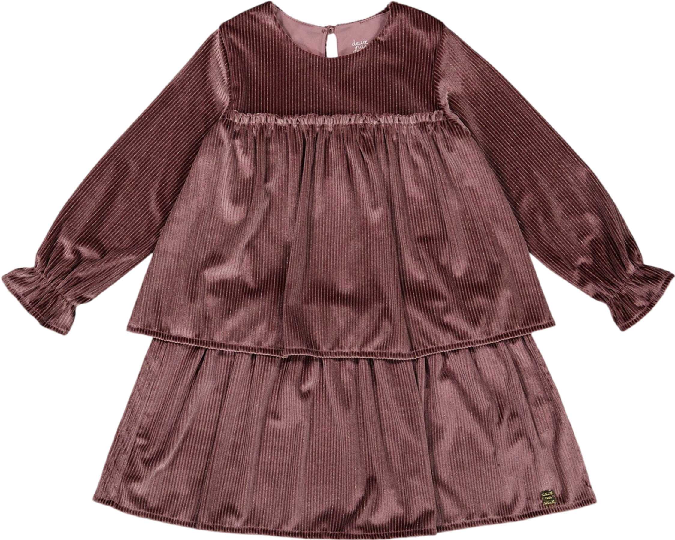 Product image for Long Sleeve Metallic Dress with Frills - Little Girl