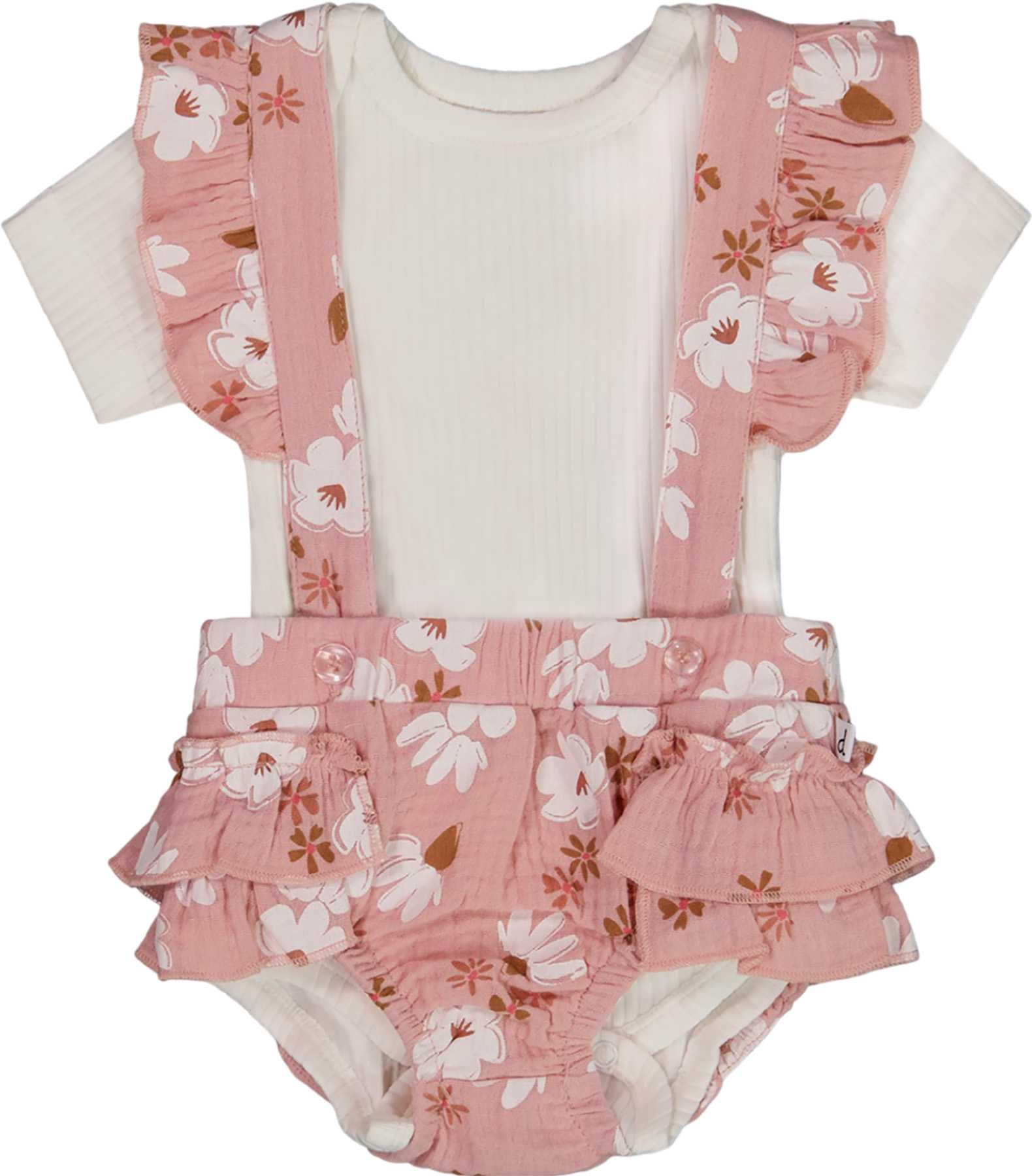 Product image for Printed Muslin Shortall and Organic Cotton Bodysuit Set - Baby Girl
