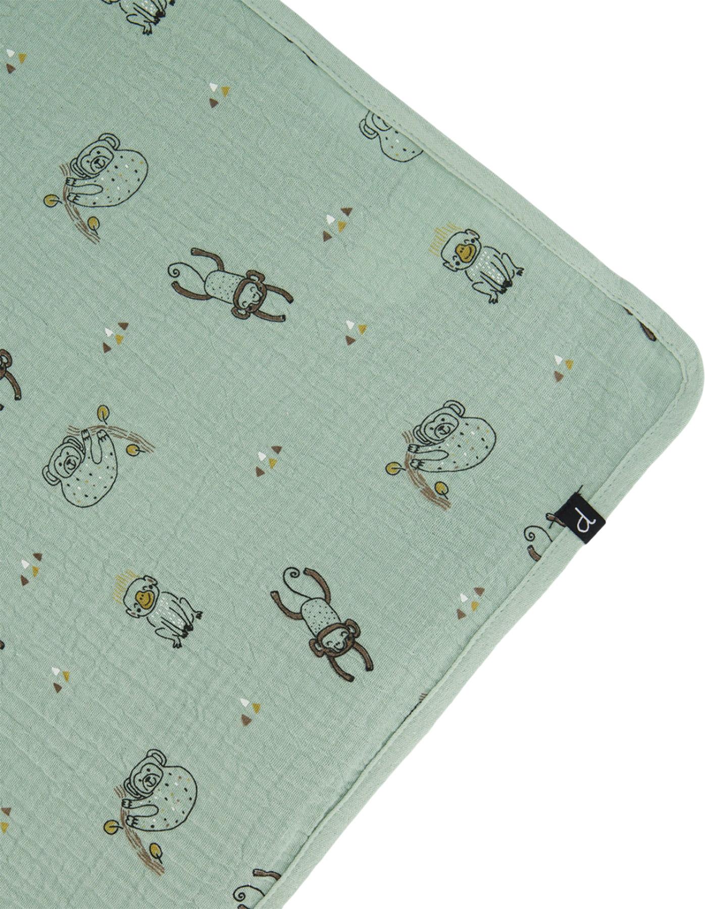 Product gallery image number 3 for product Couverture en mousseline imprimée bleu marine avec bateaux en papier - Garçon