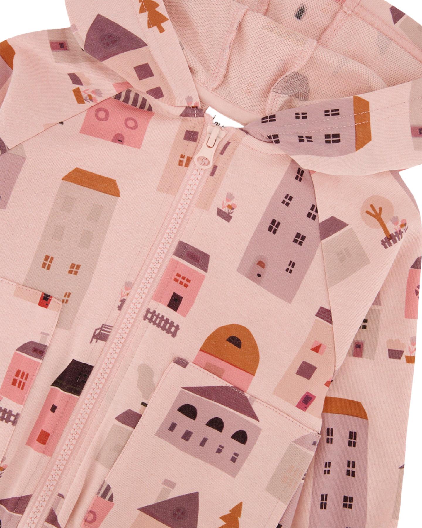 Product gallery image number 4 for product Printed French Terry Hoodie Cardigan - Little Girl