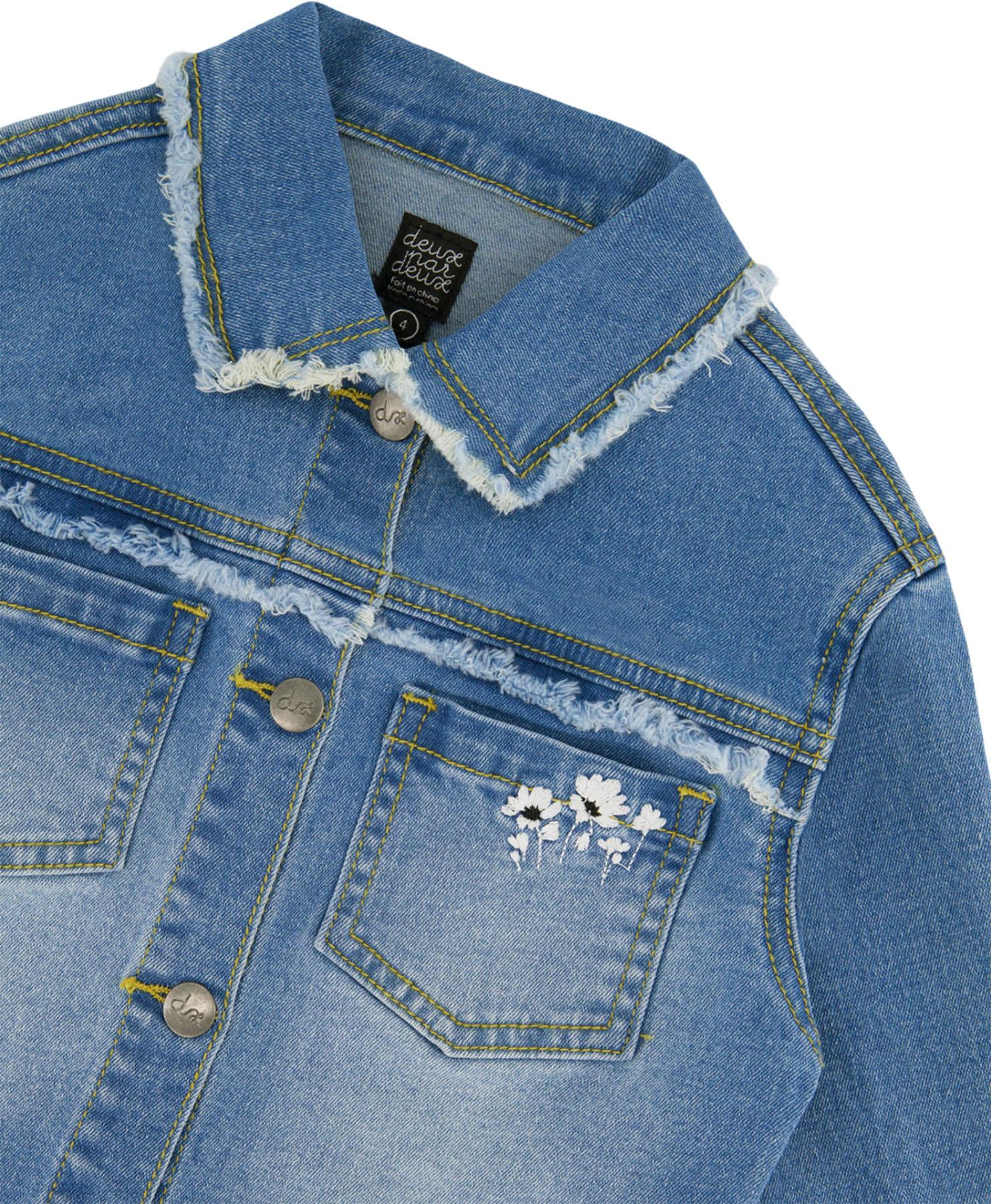 Numéro de l'image de la galerie de produits 2 pour le produit Manteau en denim effiloché avec broderie - Petite fille 